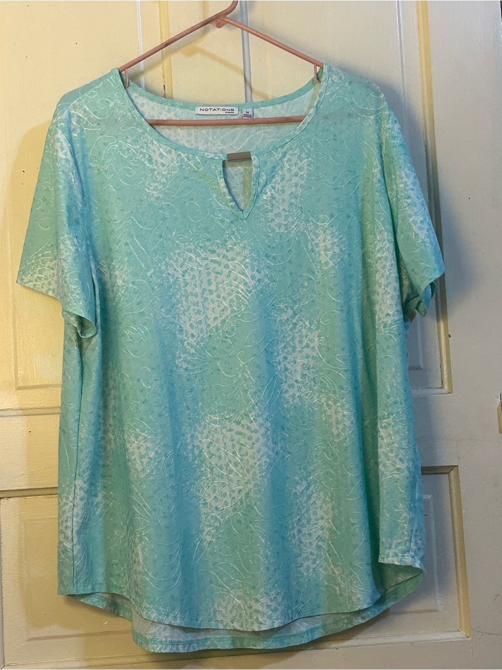 Notations Plus Short Sleeve Jacquard Knit Top—size 1X